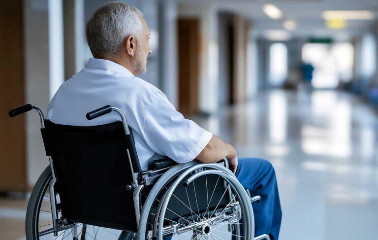 Older adults play a tabletop game together in a bright assisted living activity room.